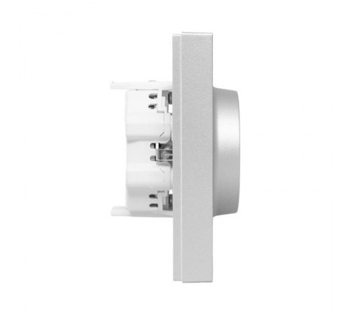 Механизм розетки двойной, 16А, с заземлением, без шторок, с рамкой, алюминий Эпика EKF  UP1-SOA-210  EKF