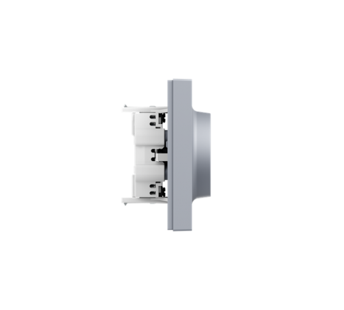 Механизм розетки двойной, 16А, с заземлением, без шторок, с рамкой, алюминий Эпика EKF  UP1-SOA-210  EKF