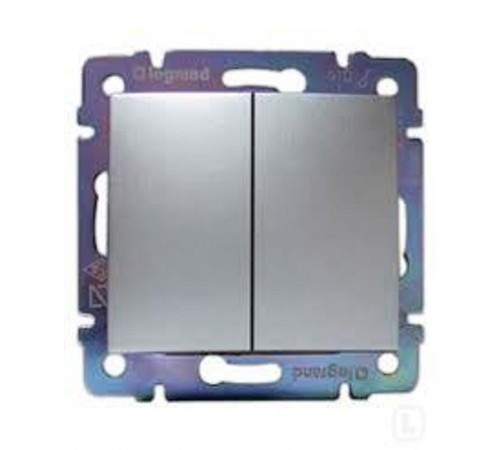 Valena Алюминий DIY Выключатель 2-клавишный 10А 250В схема 5 безвинтовые зажимы  694337  Legrand