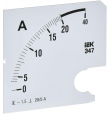 Шкала смен. для амперметра Э47 20/5А-1,5 96х96мм  IPA20D-SC-0020  IEK