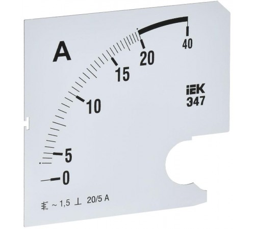 Шкала смен. для амперметра Э47 20/5А-1,5 96х96мм  IPA20D-SC-0020  IEK