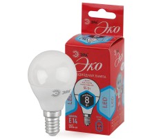 Лампа cветодиодная ECO LED P45-8W-840-E14 (диод, шар, 8Вт, нейтр, E14) (10/100/4000)  Б0030023  ЭРА