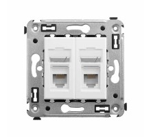 Розетка телефонная в стену двойная, "Avanti", "Белое облако"  4400314  DKC