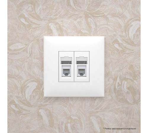 Розетка телефонная в стену двойная, "Avanti", "Белое облако"  4400314  DKC