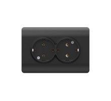 Розетка с/з со шторками двойная, 16А, черный(NEW3-E)  431491  CHINT