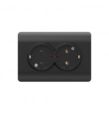 Розетка с/з со шторками двойная, 16А, черный(NEW3-E)  431491  CHINT