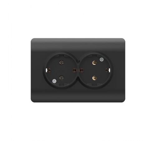 Розетка с/з со шторками двойная, 16А, черный(NEW3-E)  431491  CHINT