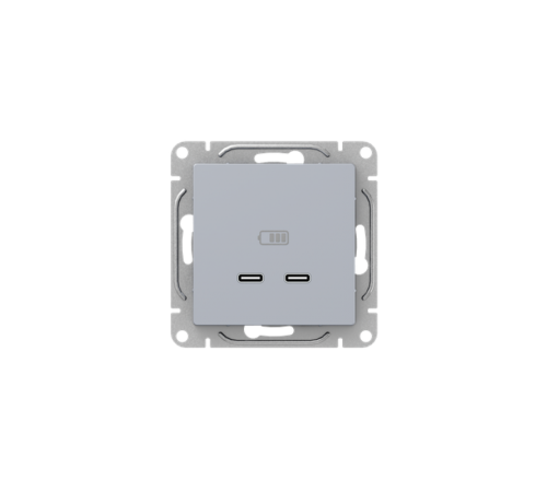 Механизм розетки USB-C - 2шт, алюминий Эпика EKF  UP1-SOA-2USBC  EKF