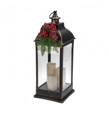 Декоративный фонарь с тремя свечами, бронзовый корпус, размер 24х24х65см, цвет теплый белый  513-049  NEON-NIGHT