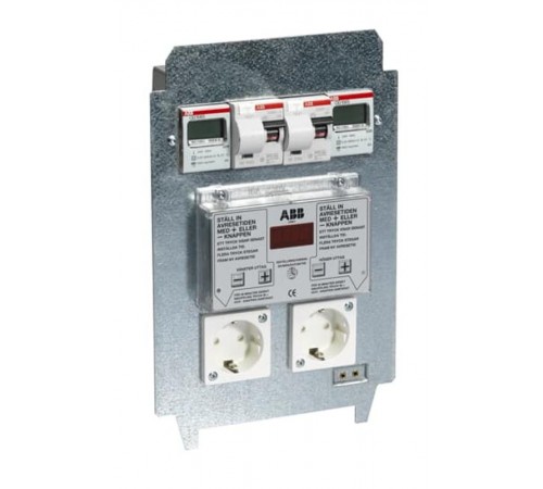 Панель монтажная CWB23E,2xSchuko,2хАВДТ 10А 30мА,2-х канальное эл. реле времени,2 счетчика электроэнергии,клемма заземл.  2CMA177439R1000  ABB