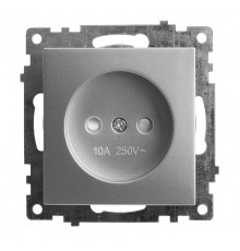 Розетка электрическая 1-местная (механизм) б/з, серия Катрин, серебро, GLS10-7109-03  39581  STEKKER