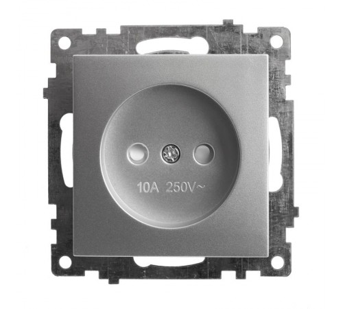 Розетка электрическая 1-местная (механизм) б/з, серия Катрин, серебро, GLS10-7109-03  39581  STEKKER