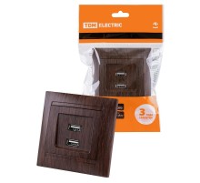 Розетка 2USB порт 2,1А 5В венге "Лама"  SQ1815-0441  TDM