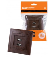 Розетка 2USB порт 2,1А 5В венге "Лама"  SQ1815-0441  TDM
