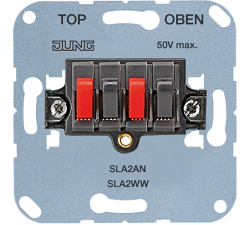 Разъем для подключения громкоговорителей 20В AC, 60В DC; антрацит; универсальные встраиваемые механизмы  SLA2AN  Jung
