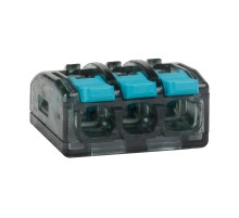 Клемма строительно-монтажная OptiKit СМК 221-413 с рычагом 3 отверстия 0,2-2,5(4,0)мм2  351067  КЭАЗ