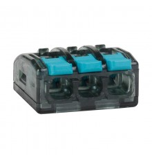 Клемма строительно-монтажная OptiKit СМК 221-413 с рычагом 3 отверстия 0,2-2,5(4,0)мм2  351067  КЭАЗ