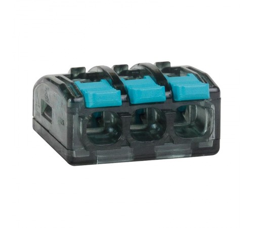 Клемма строительно-монтажная OptiKit СМК 221-413 с рычагом 3 отверстия 0,2-2,5(4,0)мм2  351067  КЭАЗ