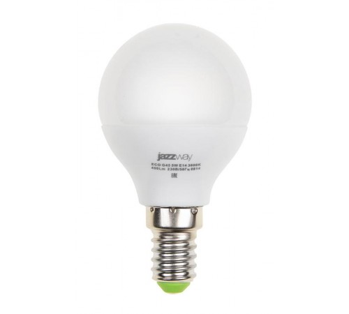 Лампа светодиодная LED 5Вт E14 220В 3000К PLED- ECO-G45 шар  1036896A  Jazzway