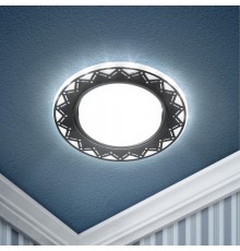 Светильник точечный встраиваемый DK LD27 WH/BK декор cо светодиодной подсветкой GX53, белый/черный  Б0037389  ЭРА