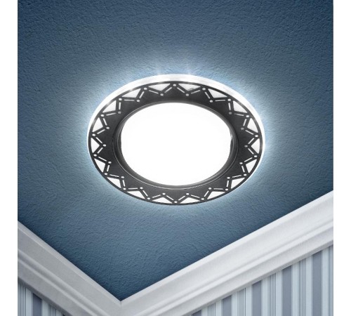 Светильник точечный встраиваемый DK LD27 WH/BK декор cо светодиодной подсветкой GX53, белый/черный  Б0037389  ЭРА