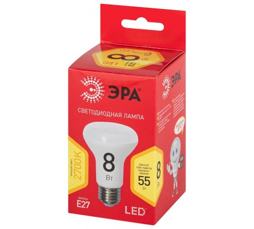 Лампа светодиодная RED LINE LED R63-8W-827-E27 R Е27 / E27 8 Вт рефлектор теплый белый свет  Б0050701  ЭРА
