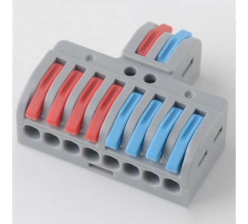 Клемма СМК 3х4 проходная разветвительная 3 полюса, с монтажной площадкой (1 ввод, 4 вывода на полюс) (25 шт/уп)  07-5231  REXANT