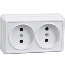 ОКТАВА белый Розетка 2-местная О/У б/з 10А РС22-2-ОБ  ERO20-K01-10-DC  GENERICA