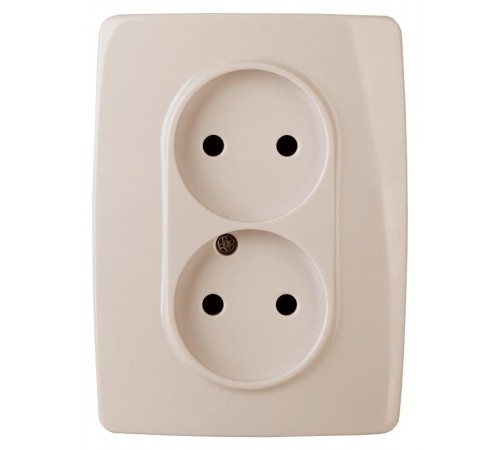 12-2007-02  Розетка 2-ая без заземления, 16А-250В, б.л., Эра12, слоновая кость  Б0038811  ЭРА