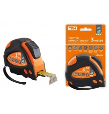 Рулетка 3 м х 16 мм, тройная фиксация, автостоп, обрезиненный корпус, магнит, "Алмаз"  SQ1018-0109  TDM