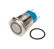 Кнопка антивандальная 19 12В Фикс (5с) ON-OFF/OFF-ON подсв/зеленая  36-3423  REXANT