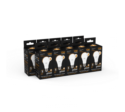 Лампа светодиодная A60 12W 1140lm 3000K Е27 шаг. диммирование LED 1/10/50  102502112-S  Gauss