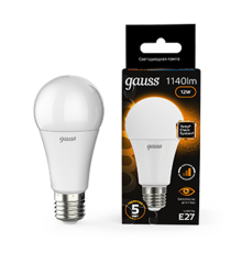 Лампа светодиодная A60 12W 1140lm 3000K Е27 шаг. диммирование LED 1/10/50  102502112-S  Gauss