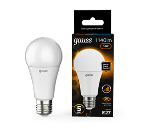 Лампа светодиодная A60 12W 1140lm 3000K Е27 шаг. диммирование LED 1/10/50  102502112-S  Gauss