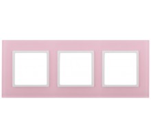 14-5103-30 Рамка на 3 поста, стекло, Эра Elegance, розовый+бел  Б0034520  ЭРА