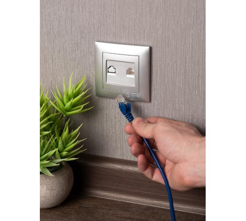 Валенсия лицевая панель розетки RJ-45 1-местная сталь EKF PROxima   ESK01-L-035-30   EKF