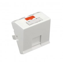 Модуль адаптер (лицевая панель) роз. информ., 45x45,  RJ, 1 вход наклон, бел.  87021  Ecoplast