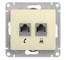 Glossa Бежевый Розетка 2-я RJ11+RJ45, кат.5E  GSL000285  SE