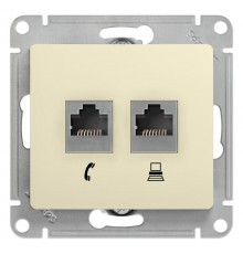 Glossa Бежевый Розетка 2-я RJ11+RJ45, кат.5E  GSL000285  SE