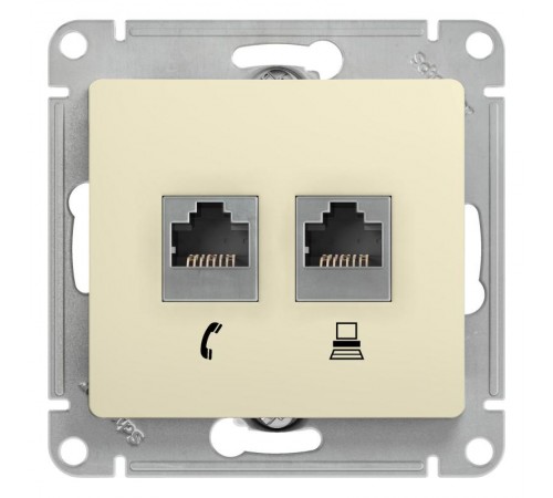 Glossa Бежевый Розетка 2-я RJ11+RJ45, кат.5E  GSL000285  SE
