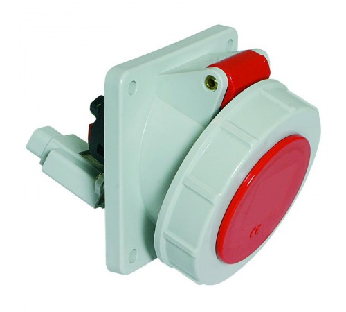 Розетка встраиваемая наклонная 32A 5p 400V 6h IP67 Quick-Connect фланец 85 x 85 НО+НЗ I 12596-Bals I Bals