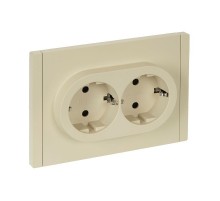 FORTE&PIANO Розетка 2-я с заземлением со шторками безвинтовое крепление 16А FP423 ваниль  FP-R24-16-1-K10  IEK