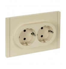 FORTE&PIANO Розетка 2-я с заземлением со шторками безвинтовое крепление 16А FP423 ваниль  FP-R24-16-1-K10  IEK