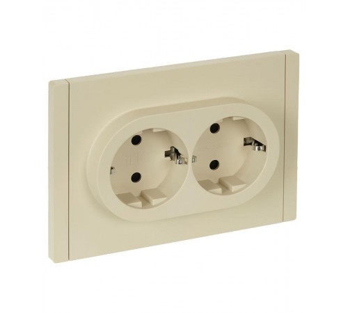 FORTE&PIANO Розетка 2-я с заземлением со шторками безвинтовое крепление 16А FP423 ваниль  FP-R24-16-1-K10  IEK