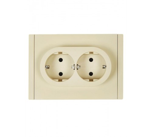 FORTE&PIANO Розетка 2-я с заземлением со шторками безвинтовое крепление 16А FP423 ваниль  FP-R24-16-1-K10  IEK