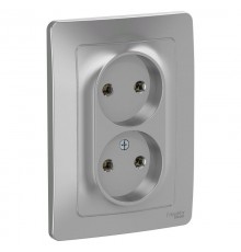 Blanca Алюминий С/У Розетка 2-ая без заземления без шторок, 16А, 250В  BLNRS000023  SE