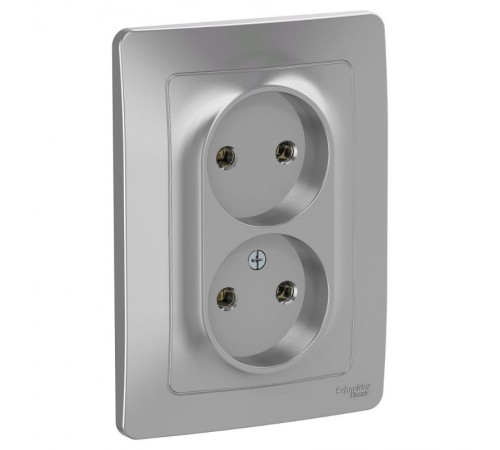 Blanca Алюминий С/У Розетка 2-ая без заземления без шторок, 16А, 250В  BLNRS000023  SE