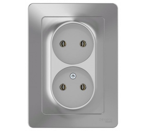 Blanca Алюминий С/У Розетка 2-ая без заземления без шторок, 16А, 250В  BLNRS000023  SE