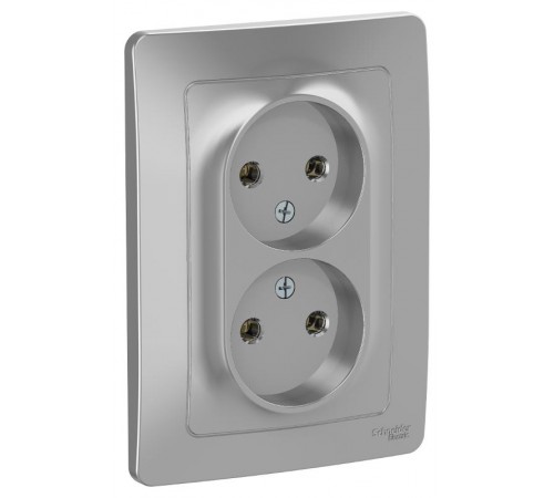 Blanca Алюминий С/У Розетка 2-ая без заземления без шторок, 16А, 250В  BLNRS000023  SE