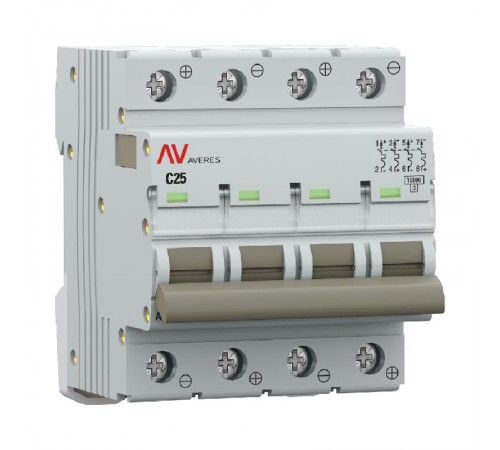 Выключатель автоматический AV-10 DC 4P 25A (C) 10kA  AVERES mcb10-DC-4-25C-av EKF